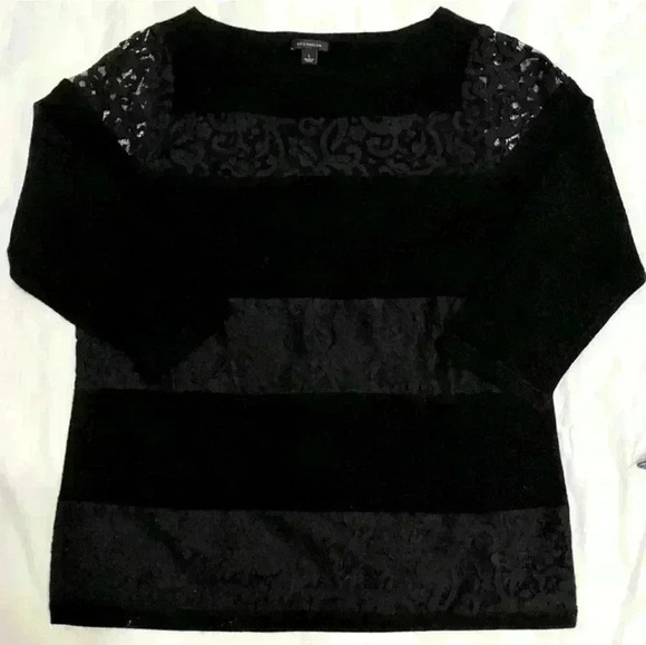 Ann Taylor Sweaters - 🌻ANN TAYLOR Black Merino Wool Blend Lace 3/4 Sweater